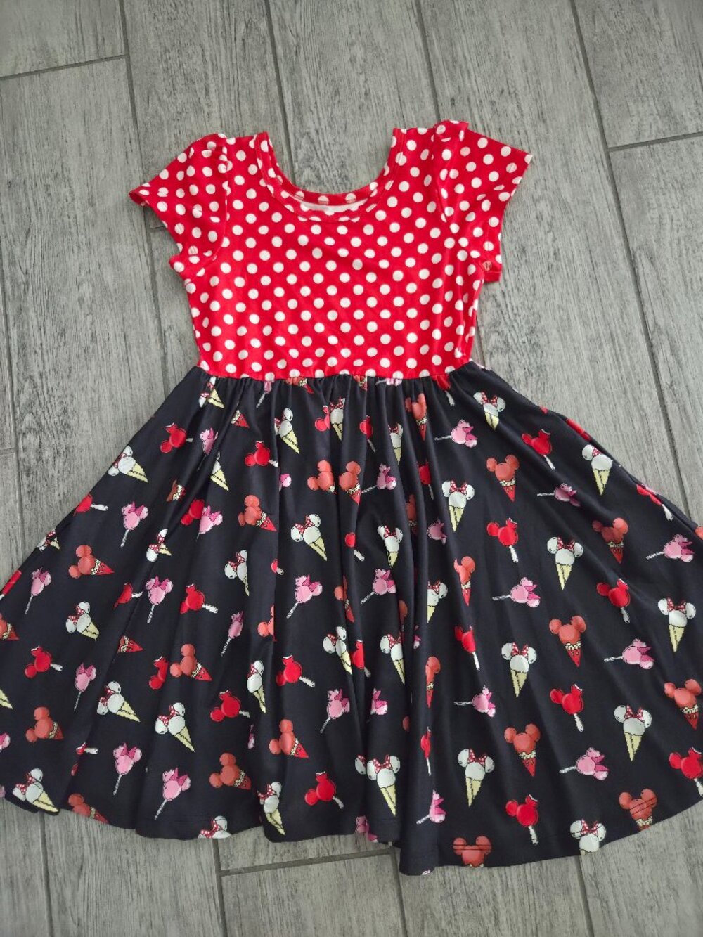 Charlie’s Project Kids Minnie Mouse Ice Cream Polka Dot Twirl Dress Size 5/6